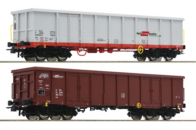 Set of 2 Gondola cars type Eanos and Eaos (with Load)<br /><a href='images/pictures/Roco/Roco-76076.jpg' target='_blank'>Full size image</a>